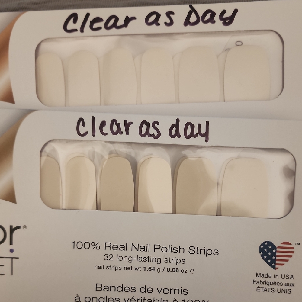 Color Street Clear Nail Polish Strips. 2 Available. 9 Dollars Each.